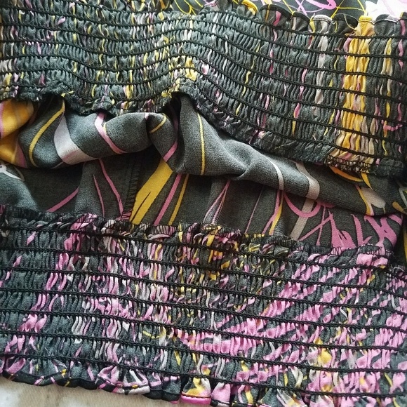 Spence Black Abstract Silky Party Top Sz Large - Picture 5 of 8